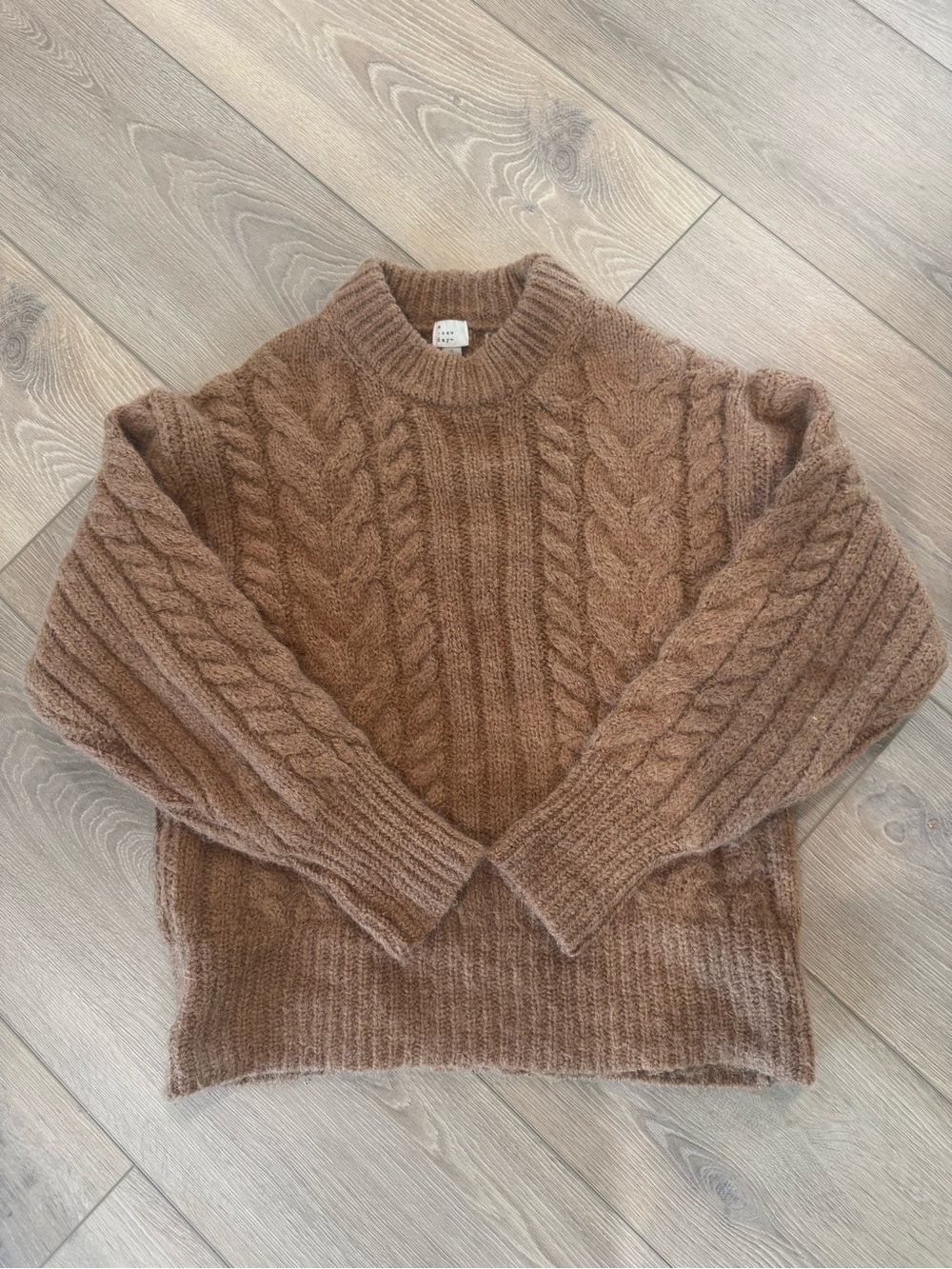 A New Day Cozy Cable Knit Crewneck Sweater - Brown